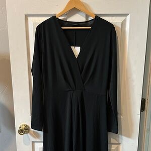 NEW WITH TAGS Who What Wear Elegant Black Long Sleeve Midi Dress